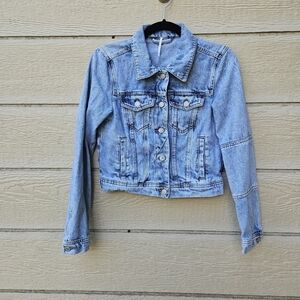 Free People Rumors denim jacket light indigo cropped XS